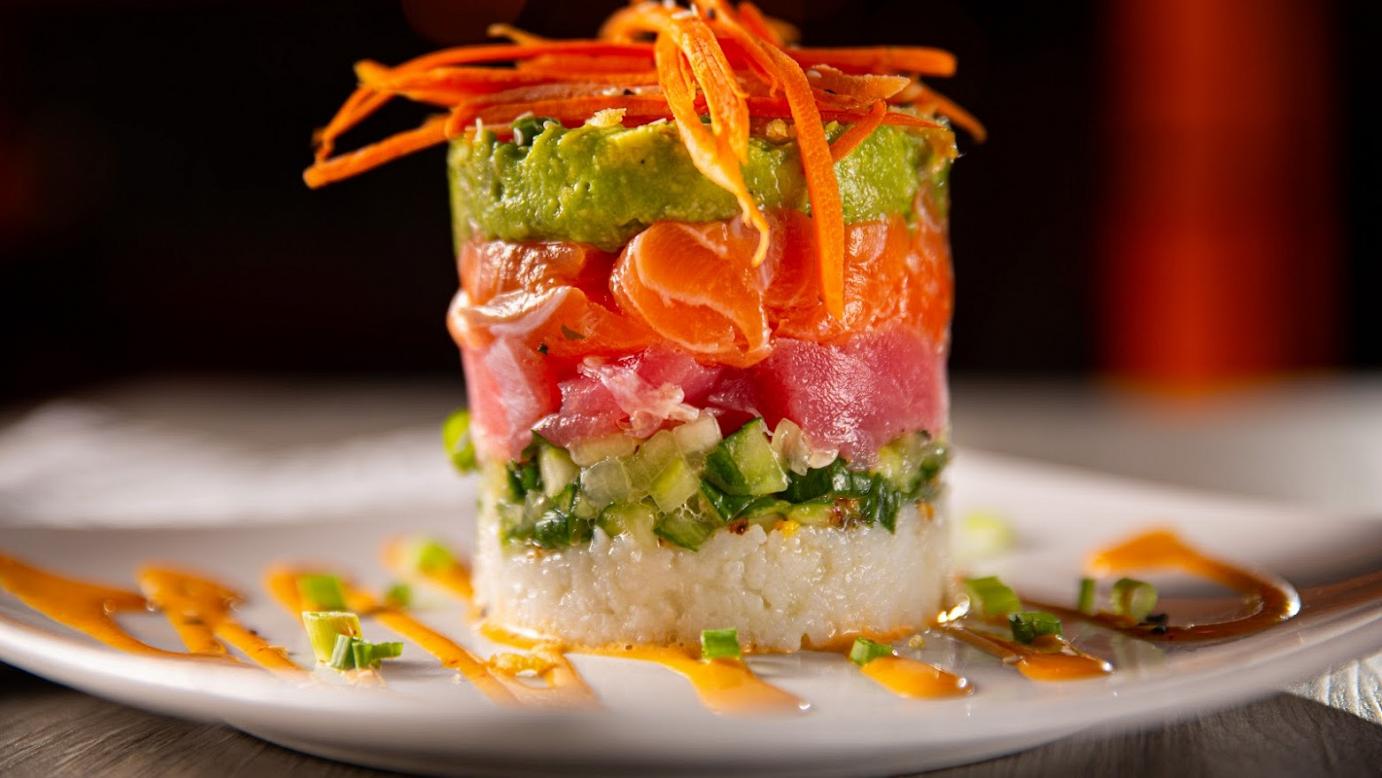 Decorated sushi closeup